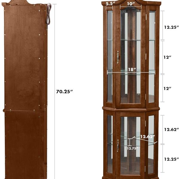 Corner Rare Cabinet With Lights, Excluding E26 Light Bulbs by CABINSGATE SMART FURNITURE