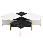 Modern Square Nesting Coffee Tables Set Of 4, Free Adjustable Shape,Versatile And Stylish Accent Furniture For Your Living Room Black & White Color by CABINSGATE SMART FURNITURE