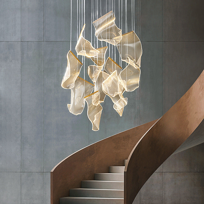 Nordic Light Luxury Art Chandelier for High Ceiling Living Room by CABINSGATE SMART FURNITURE