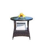 Outdoor Patio Furniture 1 Round Coffee Table With Clear Tempered Glass by CABINSGATE SMART FURNITURE