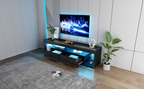 High Gloss TV Stand With 2 Drawers,Glass Tabletop by CABINSGATE SMART FURNITURE