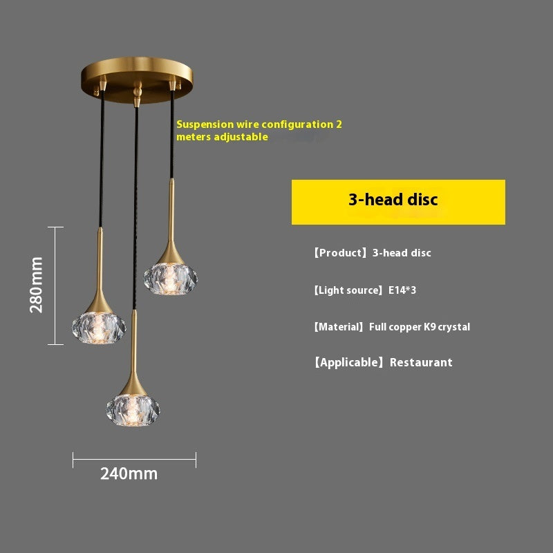 Luxury Crystal Copper Rotating Stairs Chandelier, Simple Modern Light by CABINSGATE SMART FURNITURE