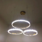 Modern Style 3-Ring Crystal Chandelier with Electroplated Gold Creative by CABINSGATE SMART FURNITURE