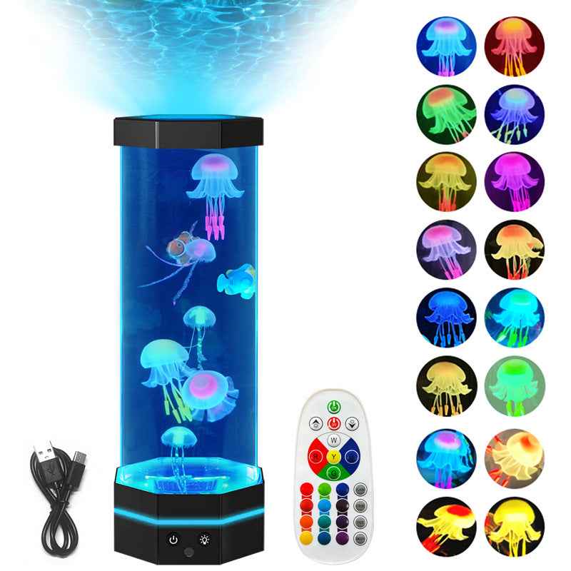 Jellyfish Lava Lamp - 17 Color Changing Oceanic Nightlight with Remote Control