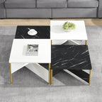 Modern Square Nesting Coffee Tables Set Of 4, Free Adjustable Shape,Versatile And Stylish Accent Furniture For Your Living Room Black & White Color by CABINSGATE SMART FURNITURE