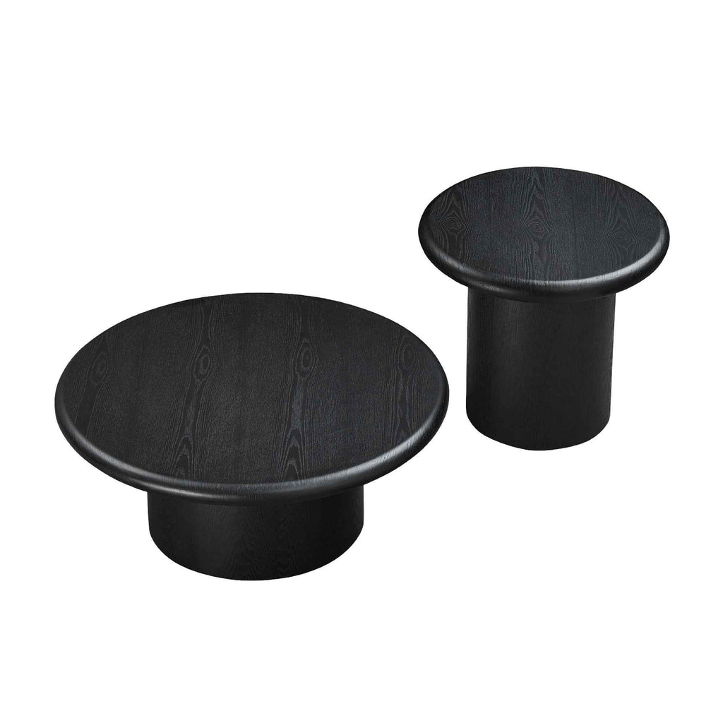 2-Piece Modern Round Coffee Table Set For Living Room,Easy Assembly Coffee Tables, End Side Tables For Leisure Area