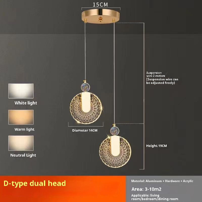 Light Luxury Bedroom Bedside Chandelier Modern Minimalist Long Line Small Droplight by CABINSGATE SMART FURNITURE