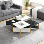 Modern Square Nesting Coffee Tables Set Of 4, Free Adjustable Shape,Versatile And Stylish Accent Furniture For Your Living Room Black & White Color by CABINSGATE SMART FURNITURE