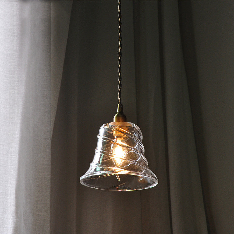 Nordic Modern Minimalist Brass Glass Single Head Small Chandelier by CABINSGATE SMART FURNITURE