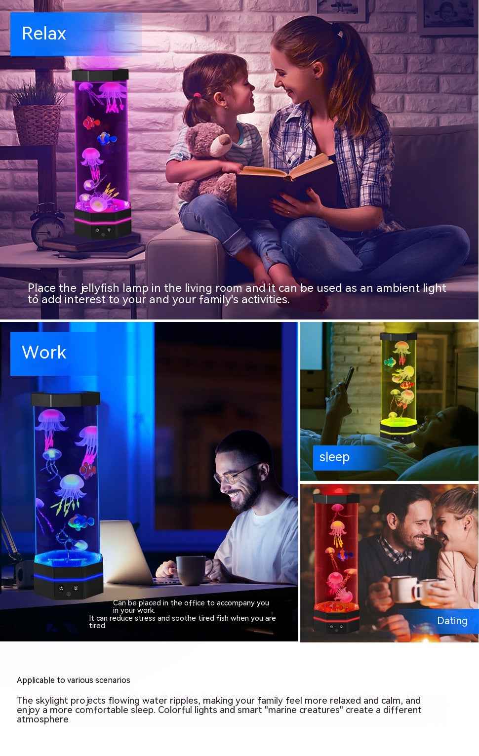 Jellyfish Lava Lamp - 17 Color Changing Oceanic Nightlight with Remote Control