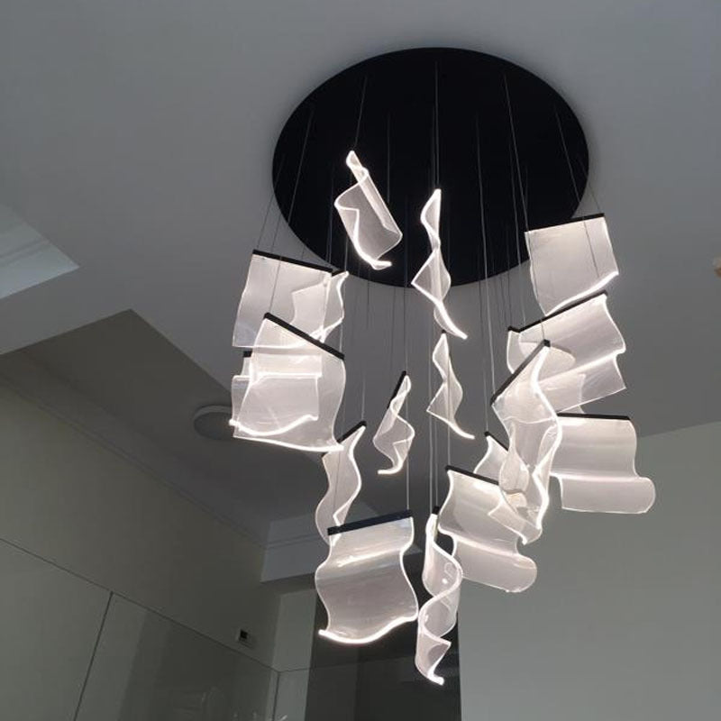 Nordic Light Luxury Art Chandelier for High Ceiling Living Room by CABINSGATE SMART FURNITURE