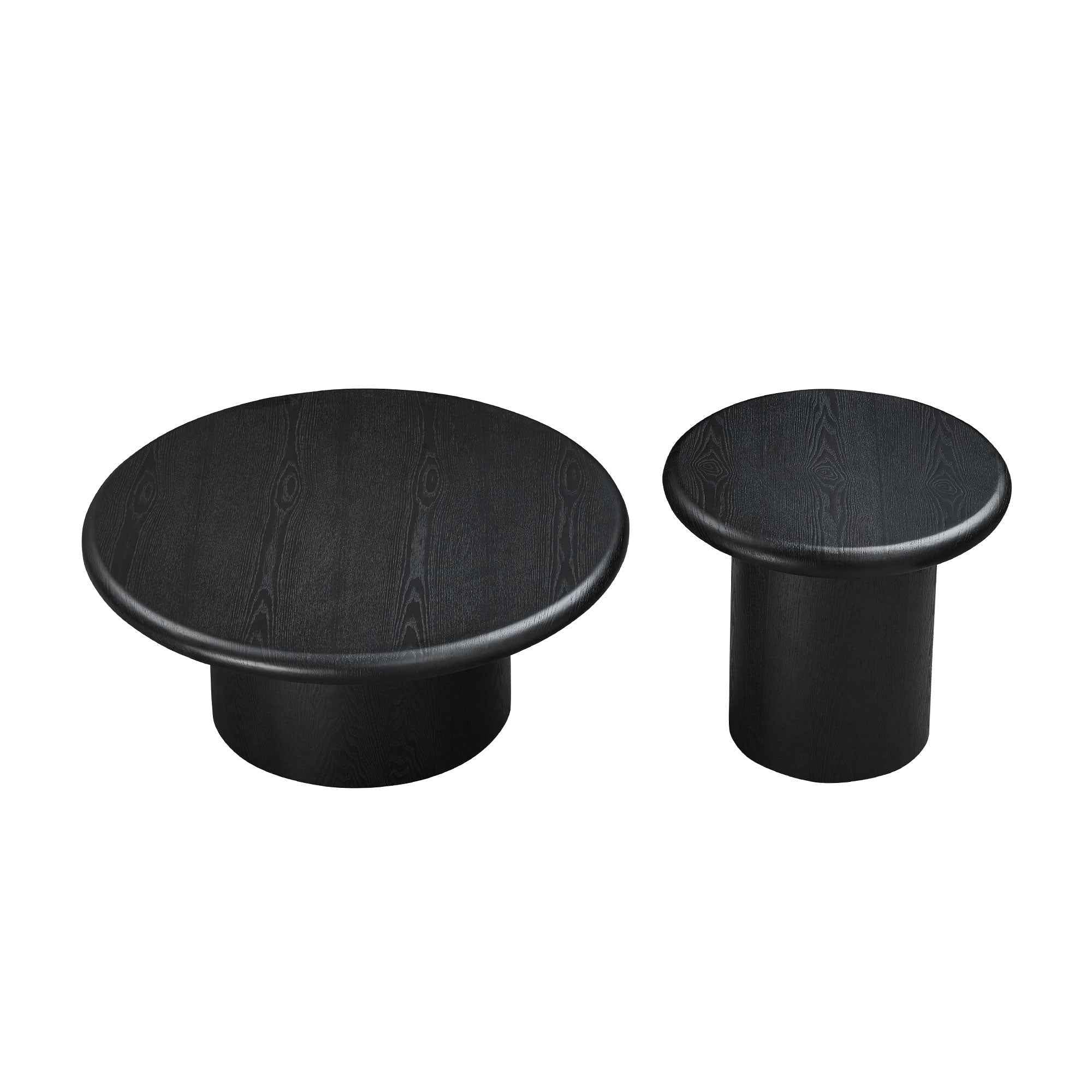 2-Piece Modern Round Coffee Table Set For Living Room,Easy Assembly Coffee Tables, End Side Tables For Leisure Area