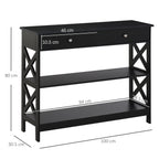 Console Table Side Desk W/ Shelves Drawers Open Top X Support Frame Living Room Hallway Home Office Furniture Black by CABINSGATE SMART FURNITURE