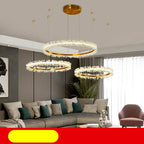 Modern Style 3-Ring Crystal Chandelier with Electroplated Gold Creative by CABINSGATE SMART FURNITURE