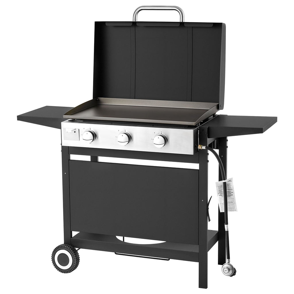 Gas Griddle, 3-Burner Flat Top Grill, Propane Griddle With Wheels, Lid, 3 X 11000 BTU Outdoor Flat Top Grills For Pan-Frying, Grilling, Stir-Frying, & BBQ, Pulse Ignition, Removable Top Design by CABINSGATE SMART FURNITURE