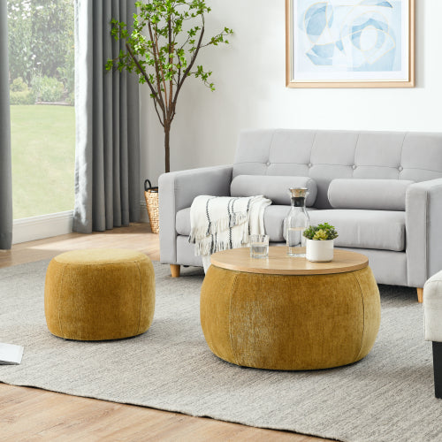 Circular Storage Footstool 2-in-1 Function by CABINSGATE SMART FURNITURE