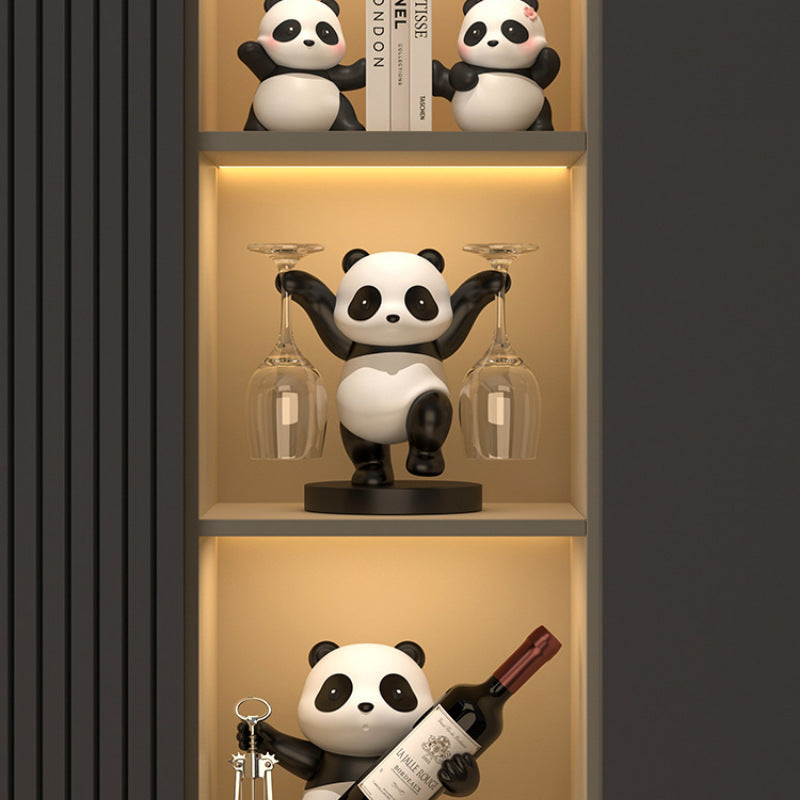 Panda Red Wine Rack Decoration, Wine Cabinet Combination Light by CABINSGATE SMART FURNITURE