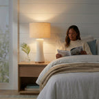 Cascade Glass Lamp Golden Base Off White Glass Table Lamp by CABINSGATE SMART FURNITURE
