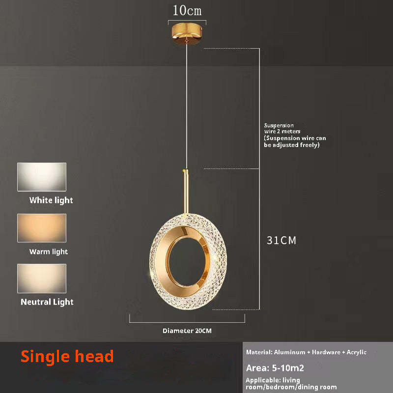 Light Luxury Bedroom Bedside Chandelier Modern Minimalist Long Line Small Droplight by CABINSGATE SMART FURNITURE