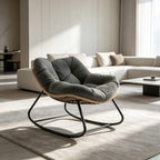 Rocking Egg Chair, Oversized Design with Cushion, Indoor Outdoor Furniture for Backyard, Patio, Garden by CABINSGATE SMART FURNITURE