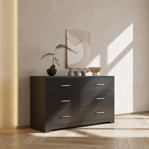 Black Particle Board With Triamcinol, Six Drawer Cabinet by CABINSGATE SMART FURNITURE