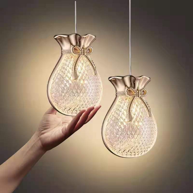 Modern Bedroom Bedside Acrylic Money Lucky Bag Shaped Chandelier by CABINSGATE SMART FURNITURE
