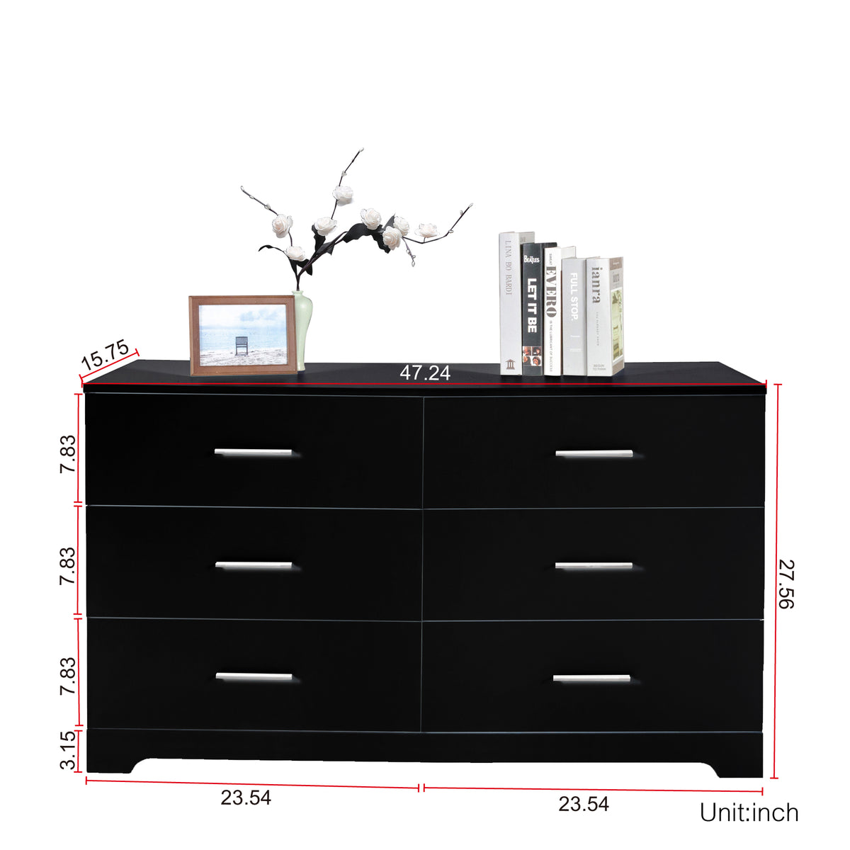 Black Particle Board With Triamcinol, Six Drawer Cabinet by CABINSGATE SMART FURNITURE