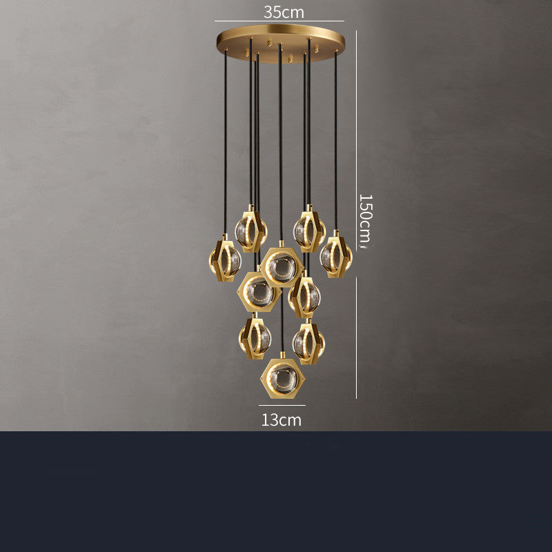 Full Copper Crystal Minimalist Living Room Dining Room Chandelier by CABINSGATE SMART FURNITURE