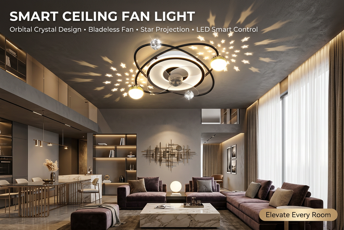 Transform Your Space with Our Nordic Bedroom Decor LED Ceiling Fan by CABINSGATE SMART FURNITURE