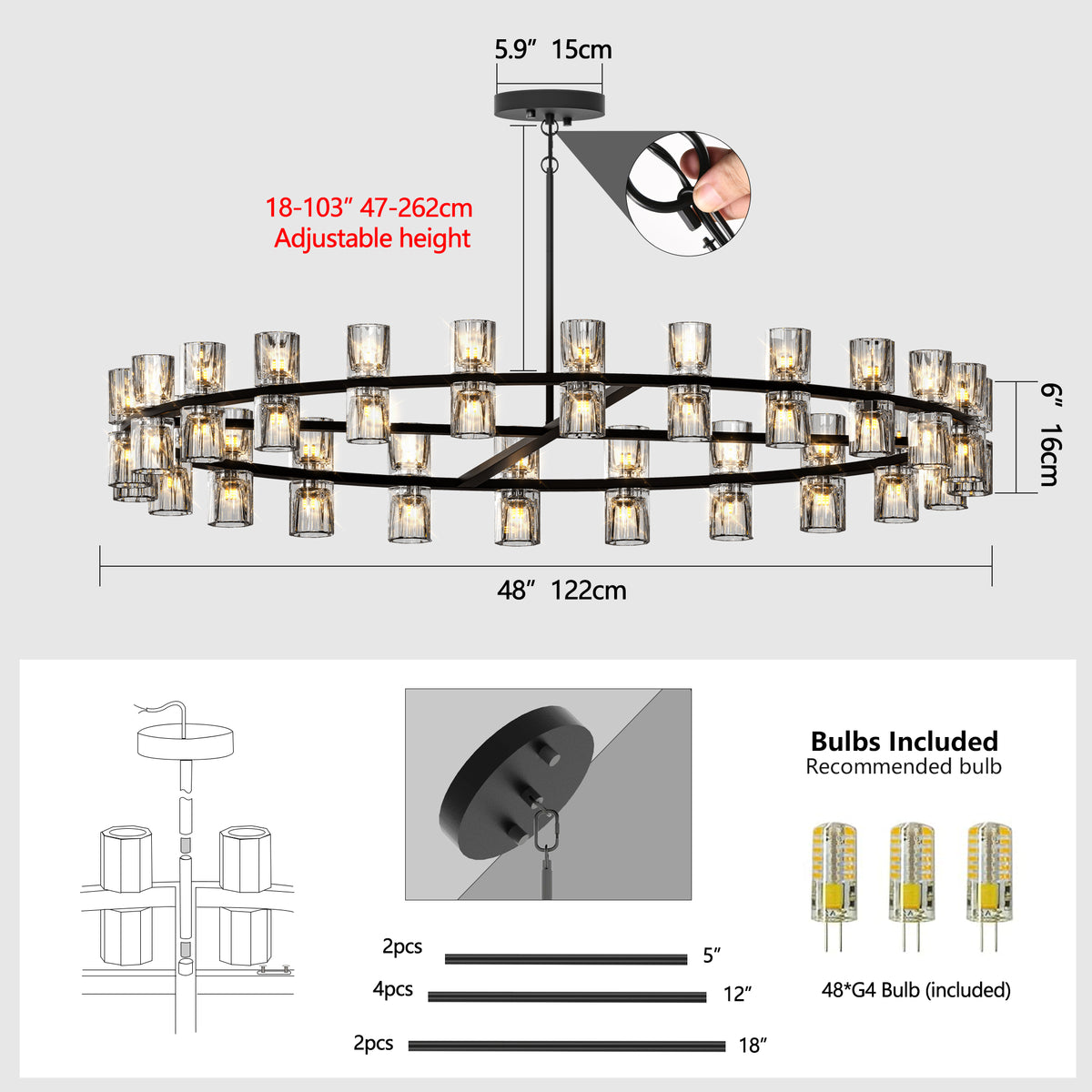 Transform Your Space with Modern Crystal Chandeliers – Elegant LED Lighting for Your Dining Room by CABINSGATE SMART FURNITURE