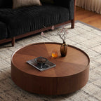 Circular Walnut Design Coffee Tables, Suitable For Bedrooms, Living Rooms, And Offices 39.3-inch