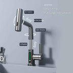 Intelligent Digital Display Faucet Pull-out Basin Faucet Temperature Digital Display Rotation by CABINSGATE SMART FURNITURE
