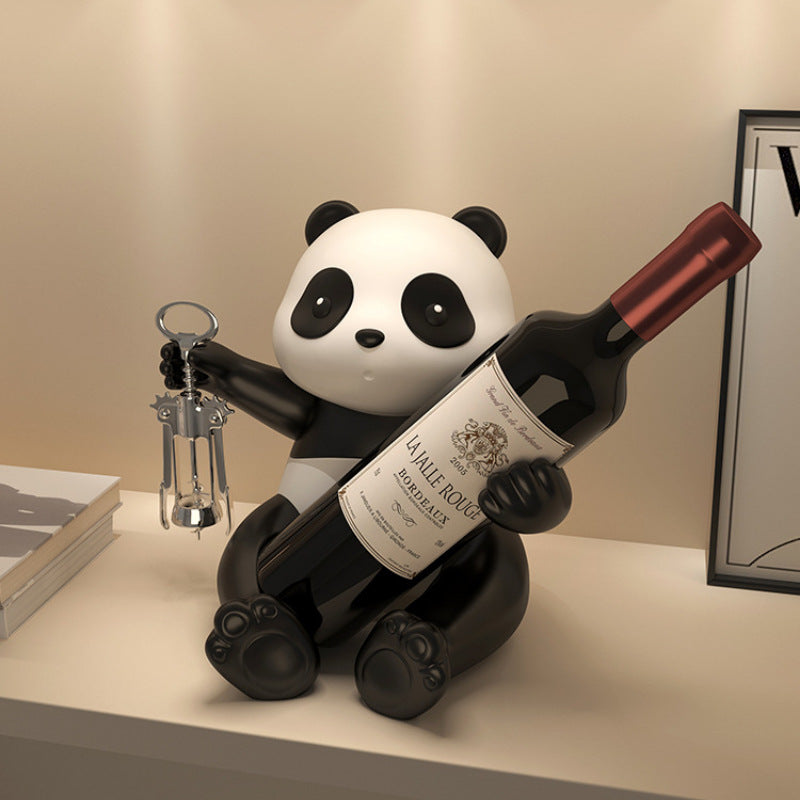 Panda Red Wine Rack Decoration, Wine Cabinet Combination Light by CABINSGATE SMART FURNITURE