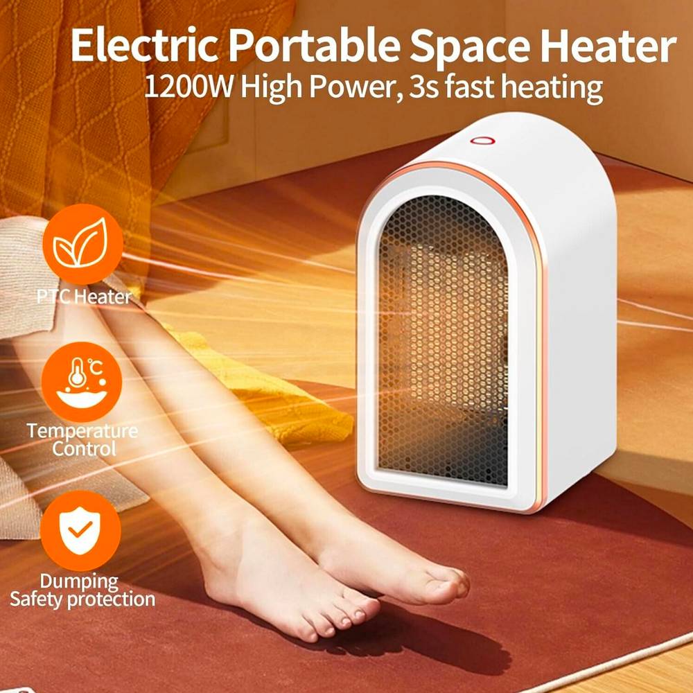 Electric Portable Space Heater 1200W Small Ceramic Fan Heater Low Energy UK Plug by CABINSGATE SMART FURNITURE