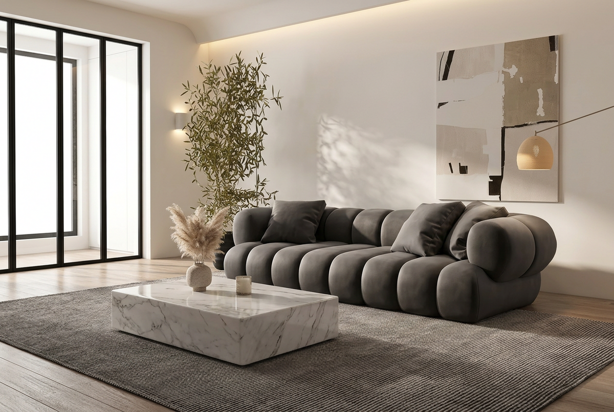 Modern Nordic Velvet L Shape Corner Living Room Sofa, Modular Sectional Sofa Couch Set by CABINSGATE SMART FURNITURE