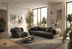 Modern Nordic Velvet L Shape Corner Living Room Sofa, Modular Sectional Sofa Couch Set by CABINSGATE SMART FURNITURE