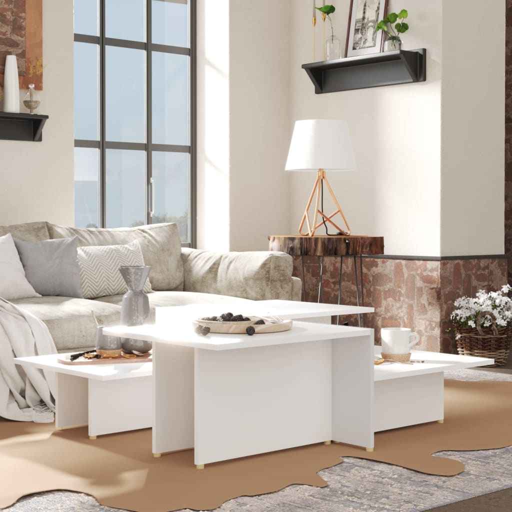 Coffee Tables, Set of 2, White, 111.5x50x33 cm, Engineered Wood