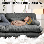 Luxury Modular Sectional Sofa Couch - Oversized U Shaped Cloud Couch For Living Room,Deep Seat Sofa Couch With 2 Ottomans ,Chenille Gray by CABINSGATE SMART FURNITURE