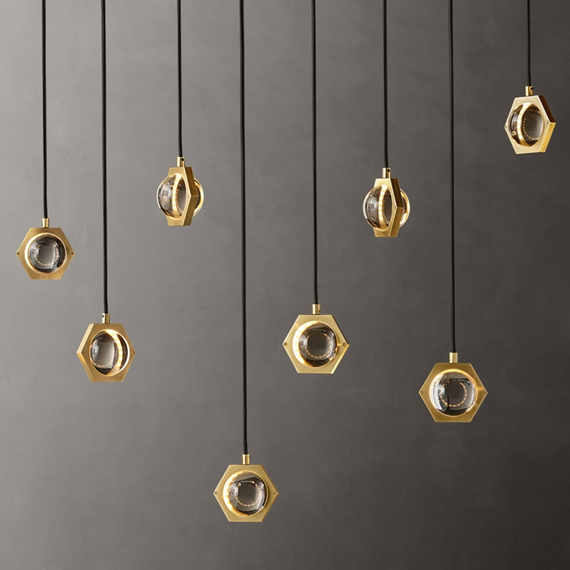 Full Copper Crystal Minimalist Living Room Dining Room Chandelier by CABINSGATE SMART FURNITURE