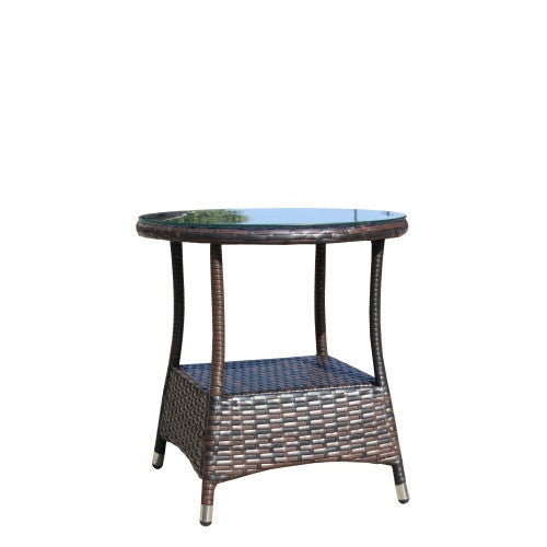 Outdoor Patio Furniture 1 Round Coffee Table With Clear Tempered Glass by CABINSGATE SMART FURNITURE