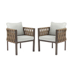 2-Pieces Outdoor Metal Patio Club Chair, Patio Furniture Arm Chair With Cushion, Modern Outdoor Furniture Deep Seating For Porch, Garden, Backyard, Balcony, Brown & Light Grey by CABINSGATE SMART FURNITURE