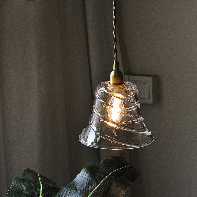 Nordic Modern Minimalist Brass Glass Single Head Small Chandelier by CABINSGATE SMART FURNITURE