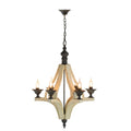 6 - Light Wood Chandelier With Adjustable Chain For Kitchen, Dining Hall Entrance, Bulb Not Included by CABINSGATE SMART FURNITURE