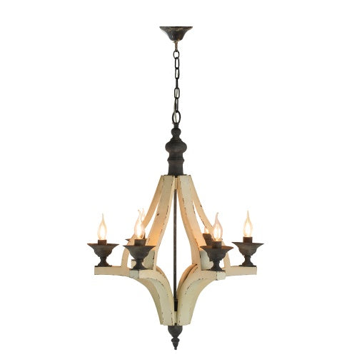 6 - Light Wood Chandelier With Adjustable Chain For Kitchen, Dining Hall Entrance, Bulb Not Included by CABINSGATE SMART FURNITURE
