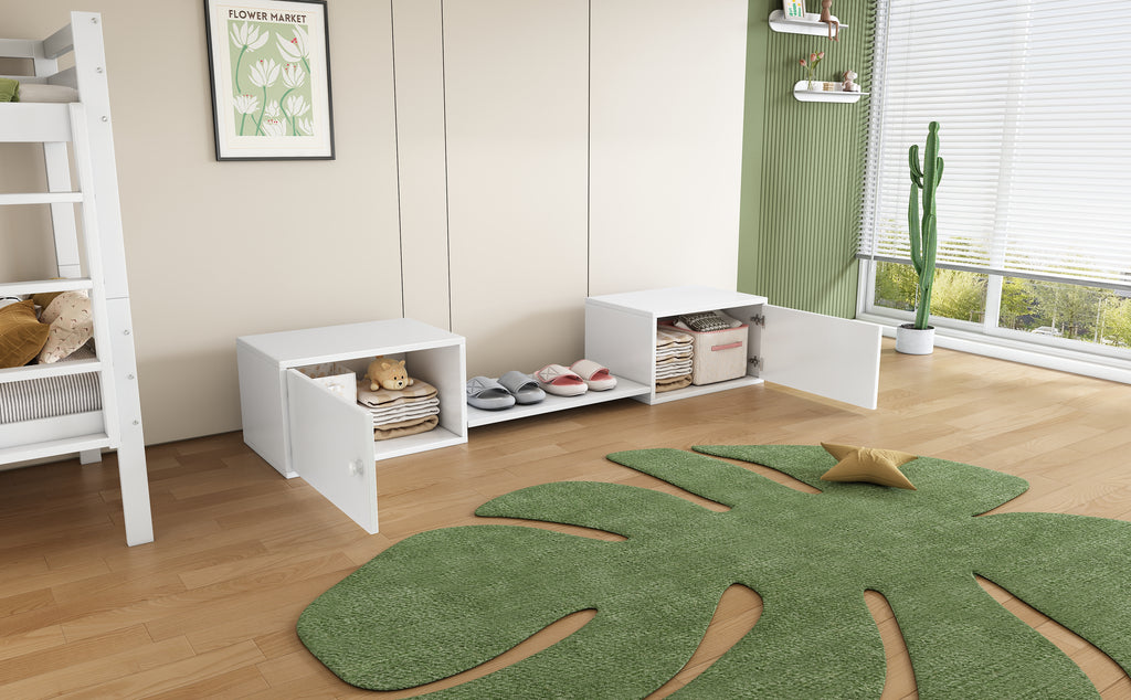 Shoe Cabinet, Entrance Furniture, Multi-Scenario Insert, Shoe Change Bench, Can Be Used With Bunk Beds, White, 189x40x34.5cm by CABINSGATE SMART FURNITURE