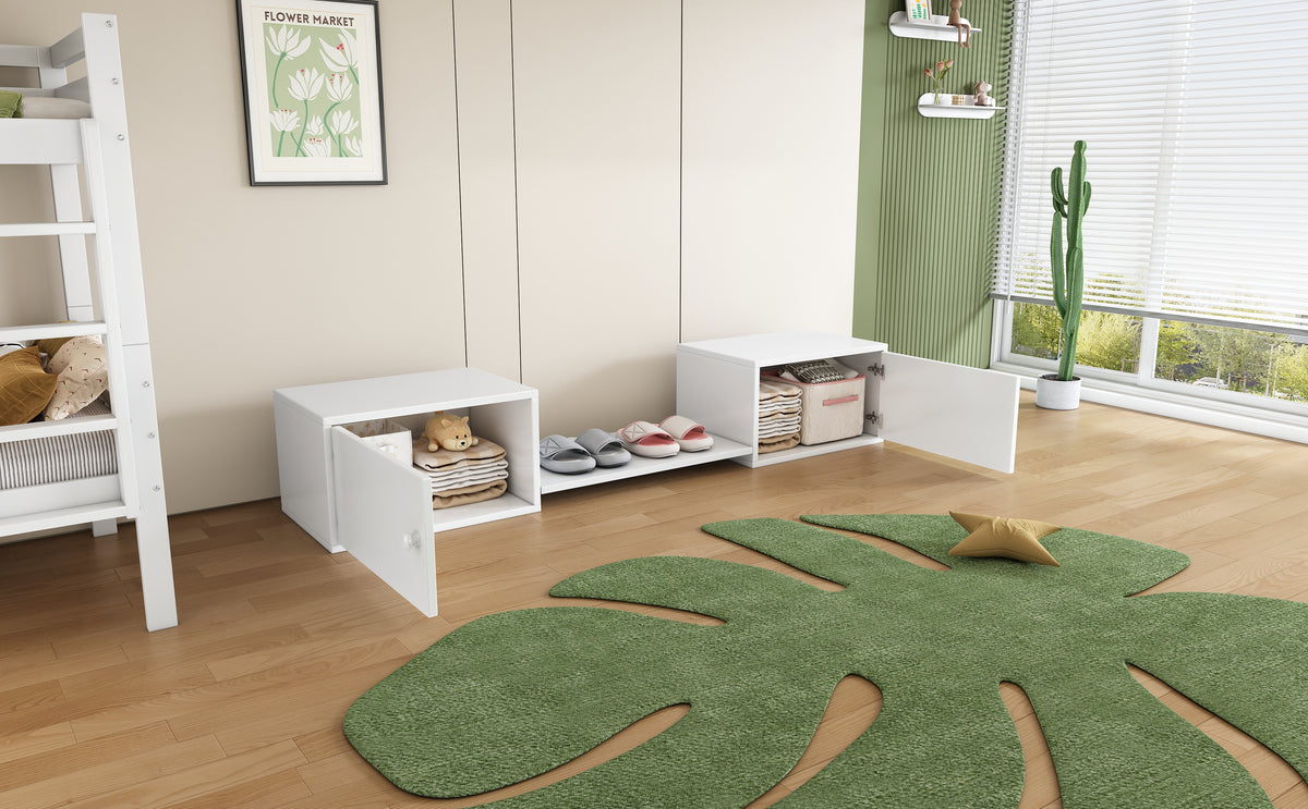 Shoe Cabinet, Entrance Furniture, Multi-Scenario Insert, Shoe Change Bench, Can Be Used With Bunk Beds, White, 189x40x34.5cm by CABINSGATE SMART FURNITURE