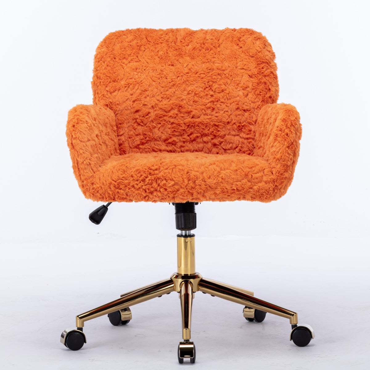 AA Furniture Office Chair,Artificial Rabbit Hair Home Office Chair With Golden Metal Base,Adjustable Desk Chair Swivel Office Chair,Vanity Chair Orange by CABINSGATE SMART FURNITURE