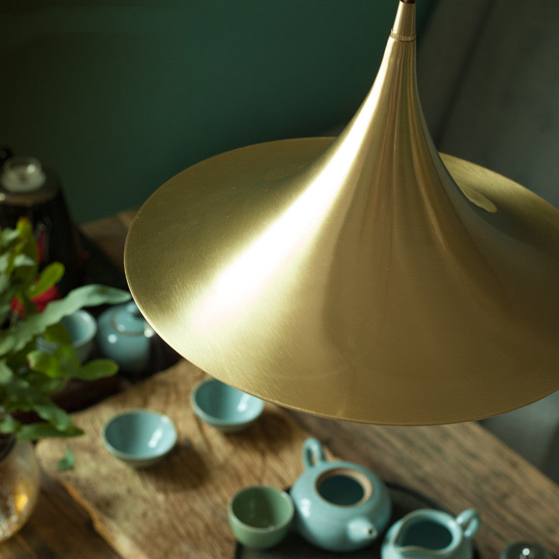 Minimalist Brass Horn Restaurant Bar Cafe Full Copper Chandelier by CABINSGATE SMART FURNITURE