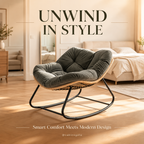 Rocking Egg Chair, Oversized Design with Cushion, Indoor Outdoor Furniture for Backyard, Patio, Garden by CABINSGATE SMART FURNITURE