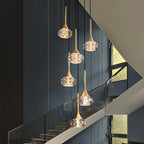 Luxury Crystal Copper Rotating Stairs Chandelier, Simple Modern Light by CABINSGATE SMART FURNITURE